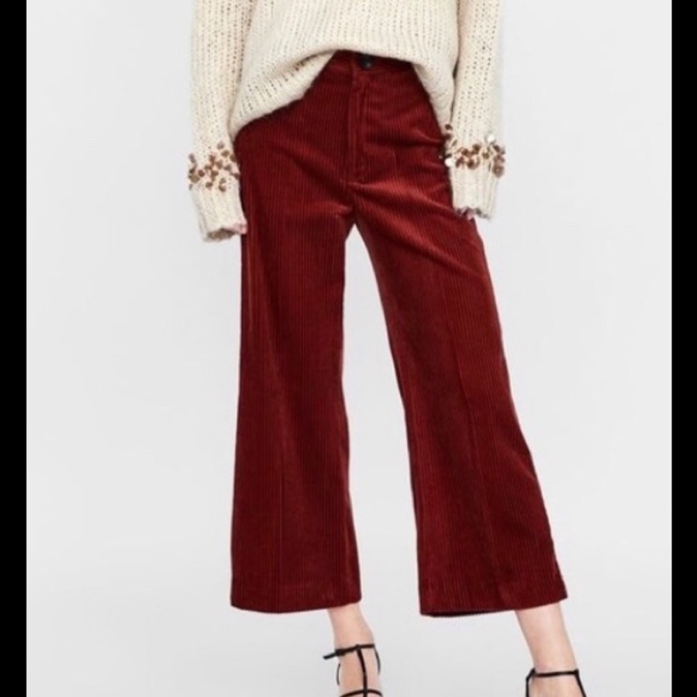 Zara Women’s Rust Corduroy High Waist Culottes